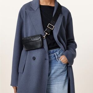 AllSaints Zoe Black Leather Crossbody Bag
